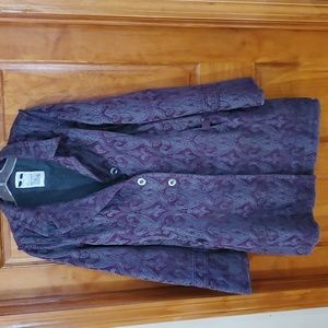 Free People Brocade Frock Jacket Heather Gray/ Purple
